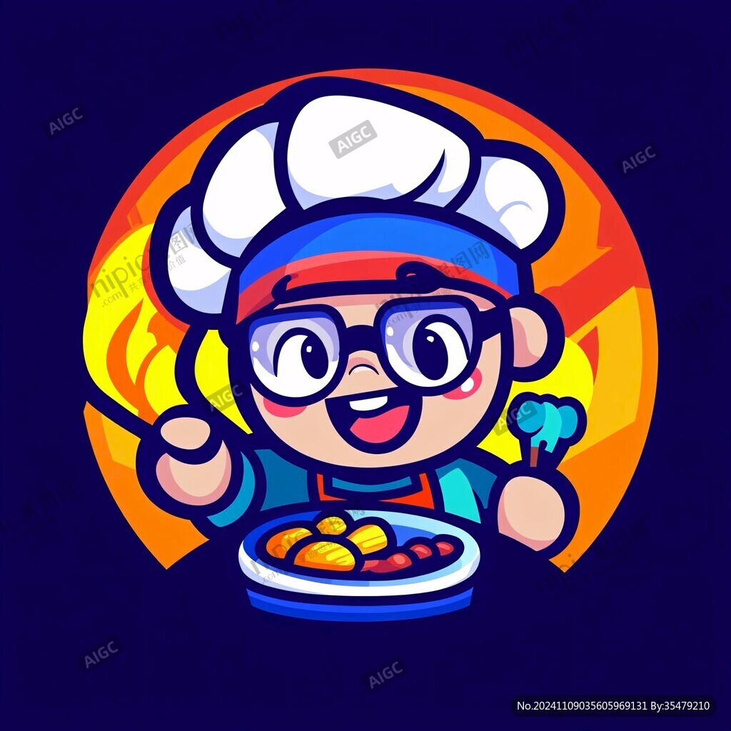 卡通馋嘴小厨师头像