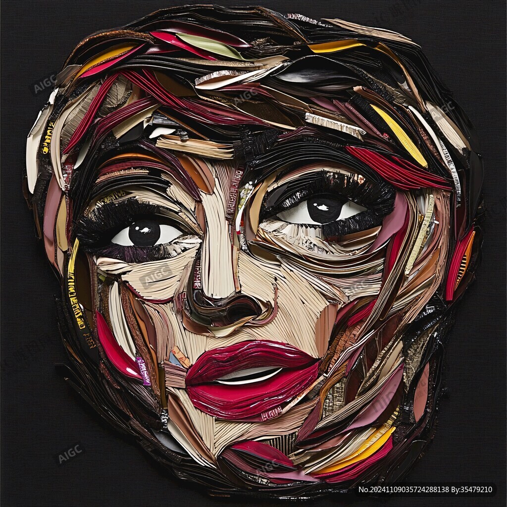 人脸色块拼接装饰画