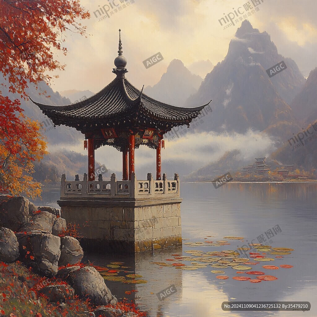 插画爱晚亭