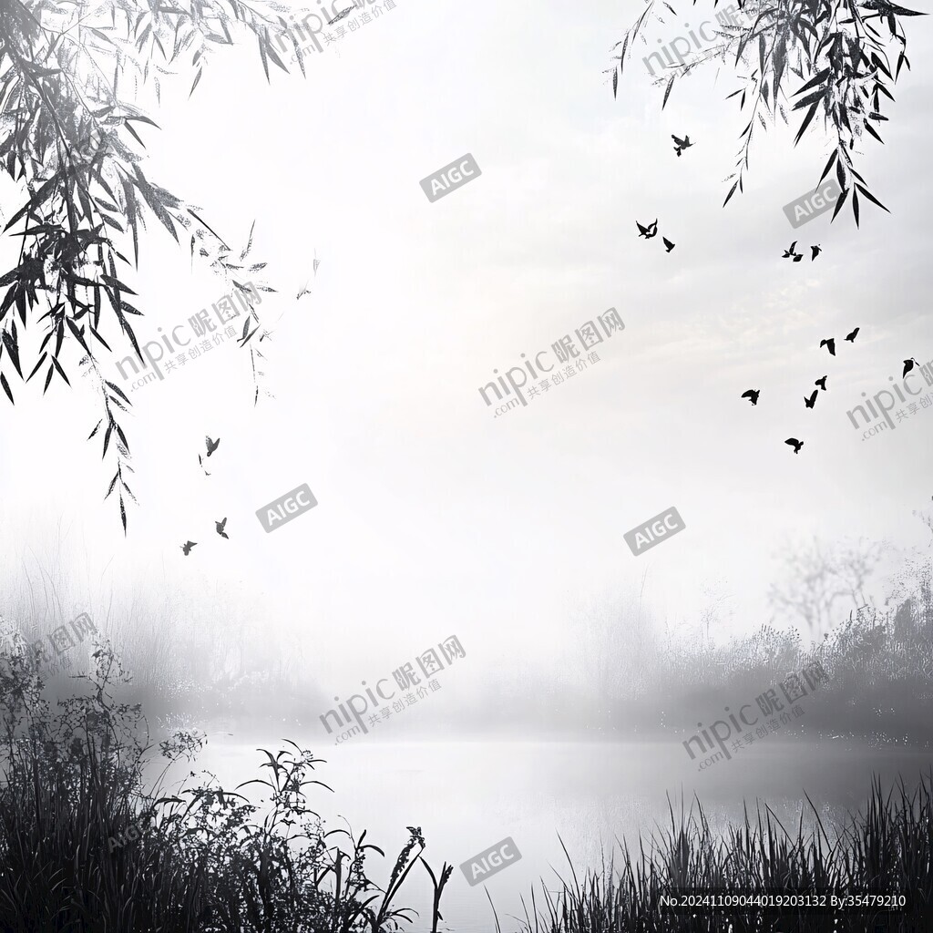 水墨竹影意境