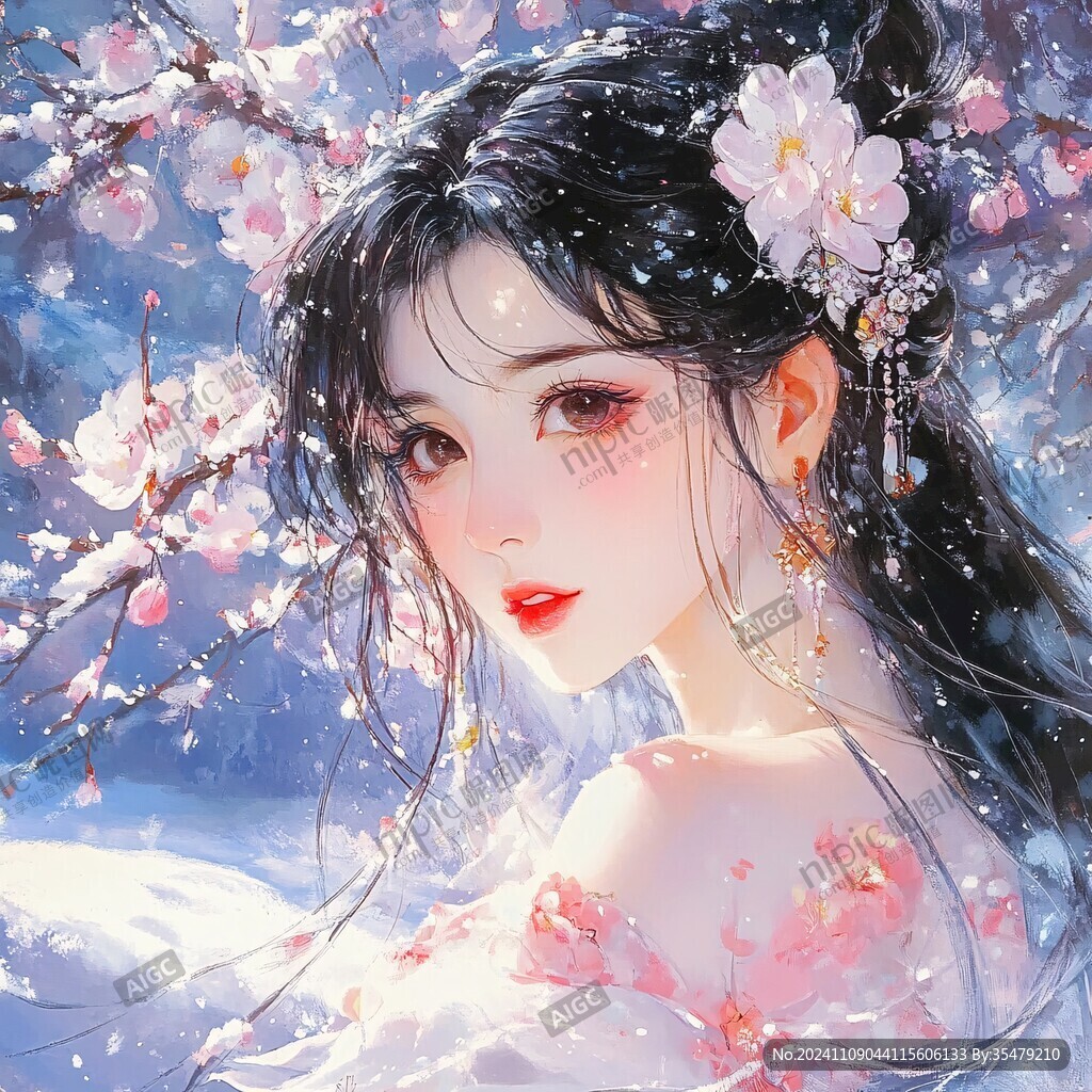 古风美女头像插画封面