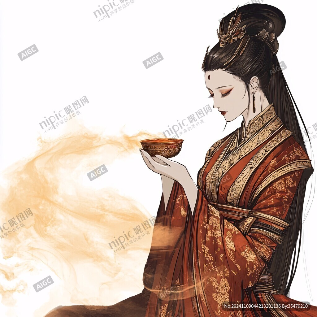端盘子的古代女子