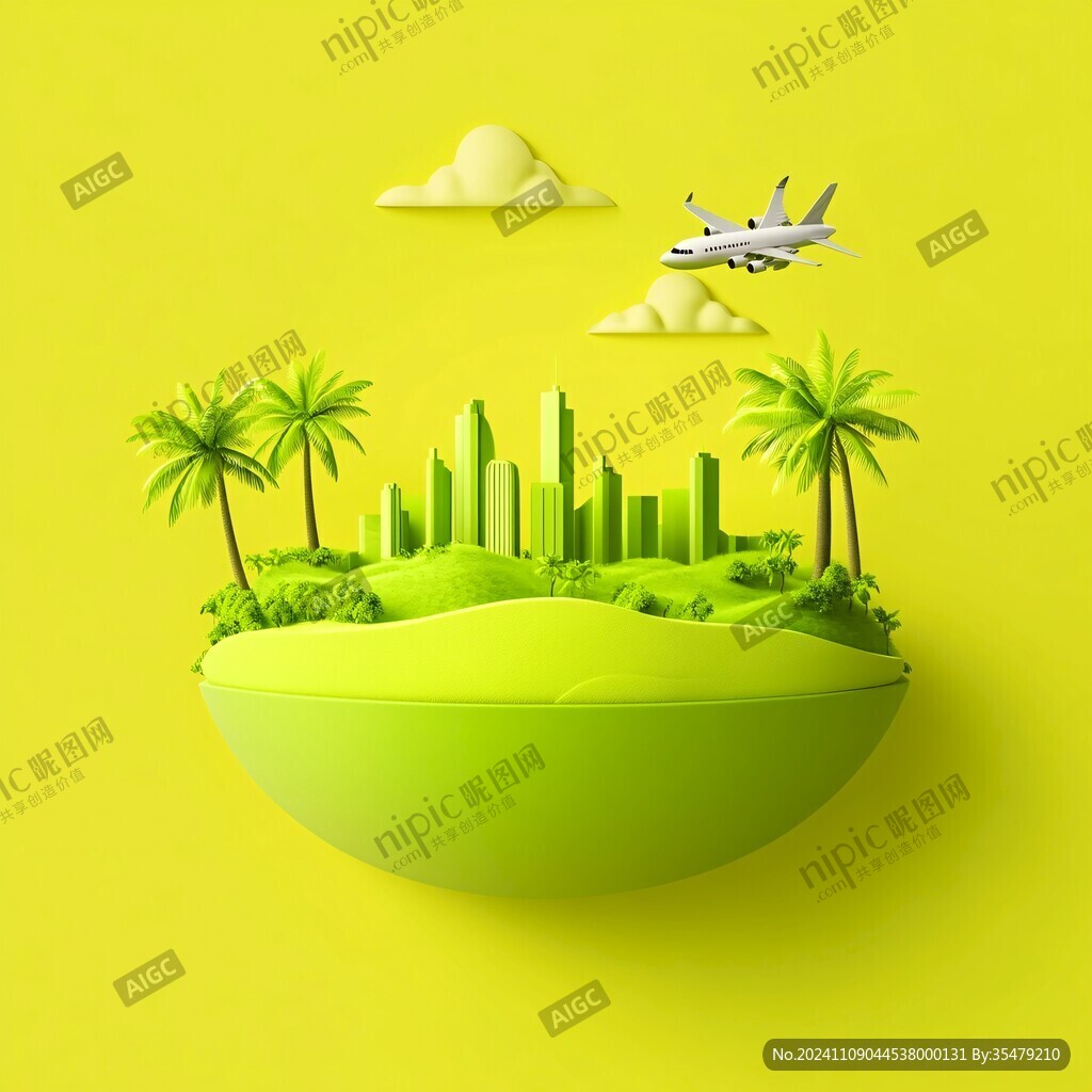 创意绿色微缩场景