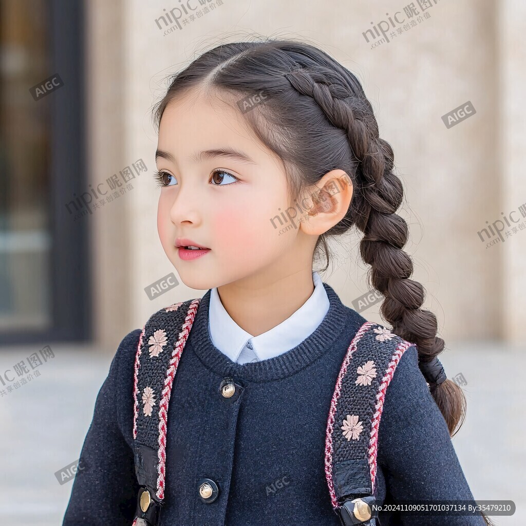 女童扎头发