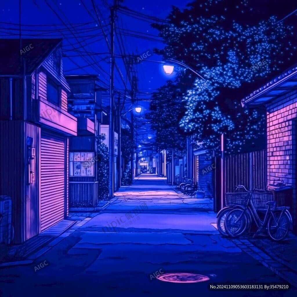 日本街道建筑夜景