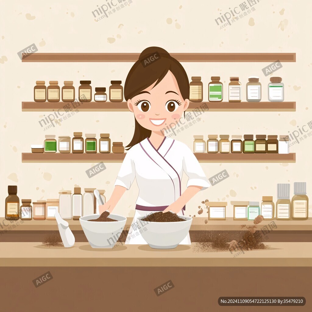 中药加工插画