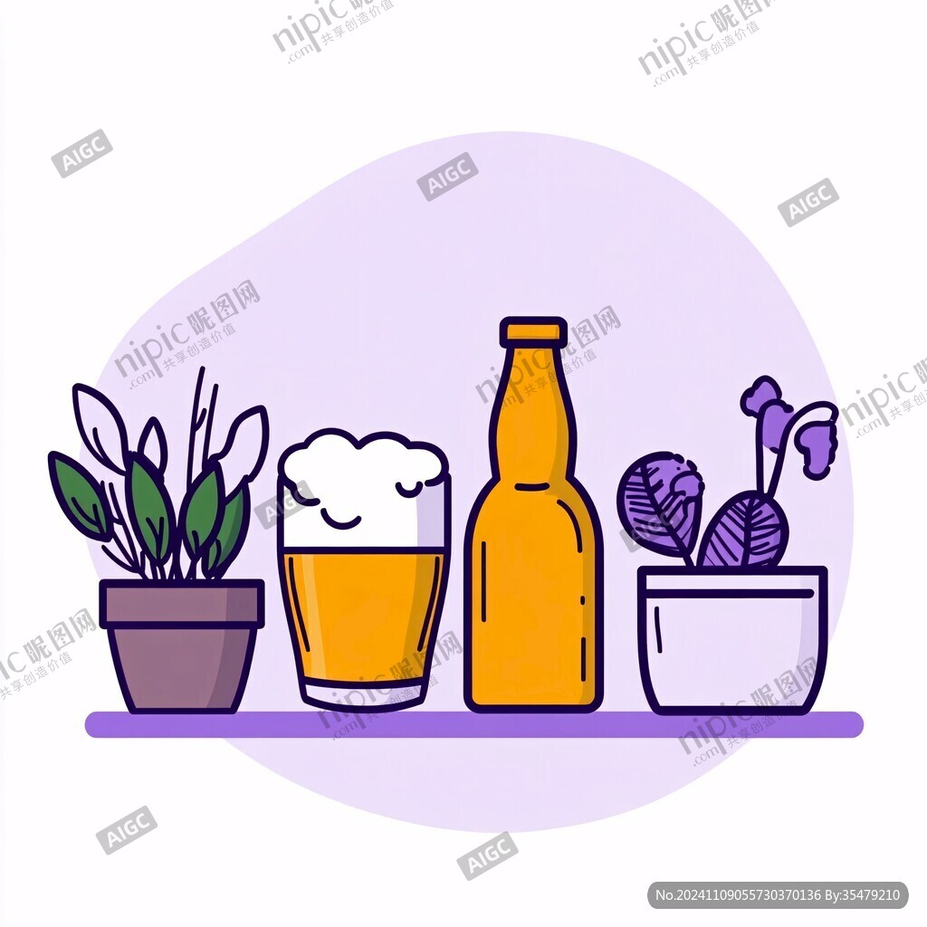 白酒啤酒插画