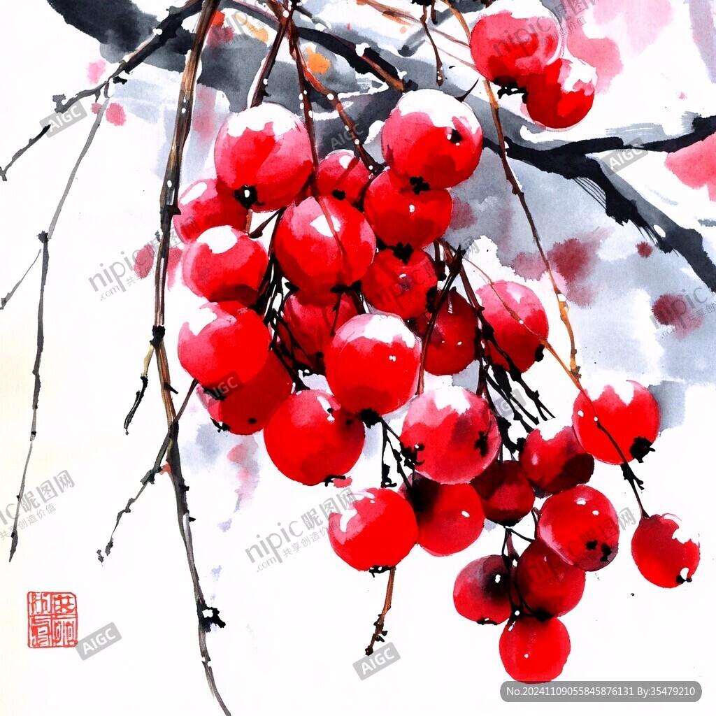 毛笔红果满枝