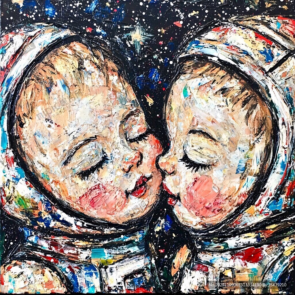 羞涩爱情现代油画