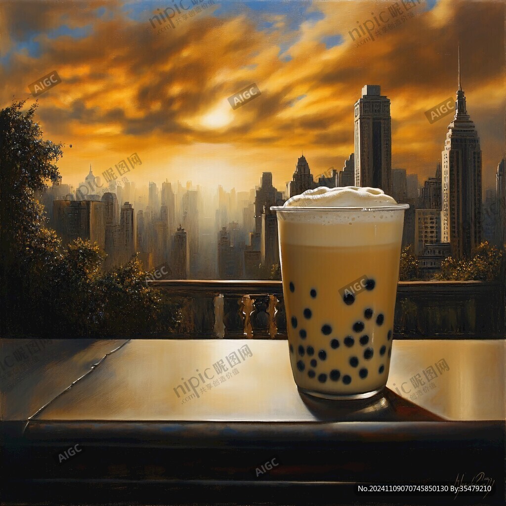 奶茶店绘画