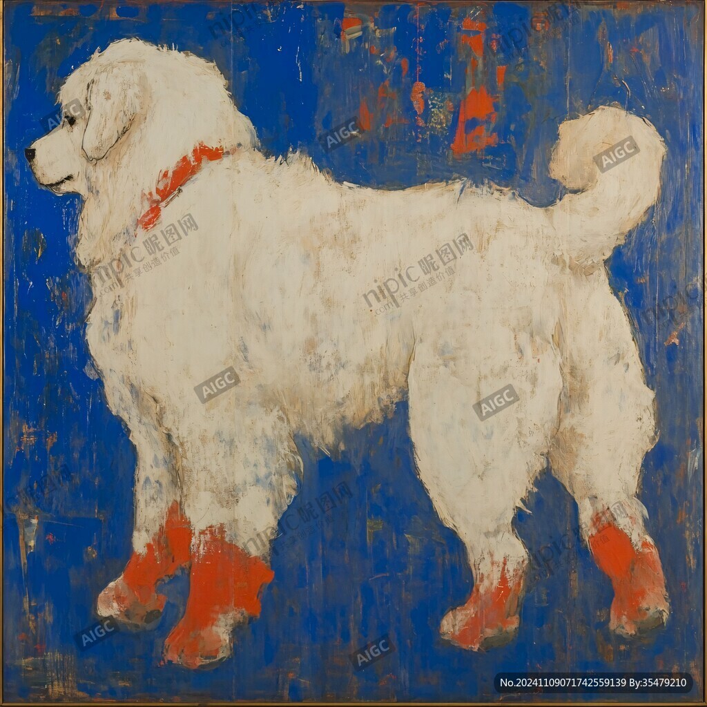 金毛油画