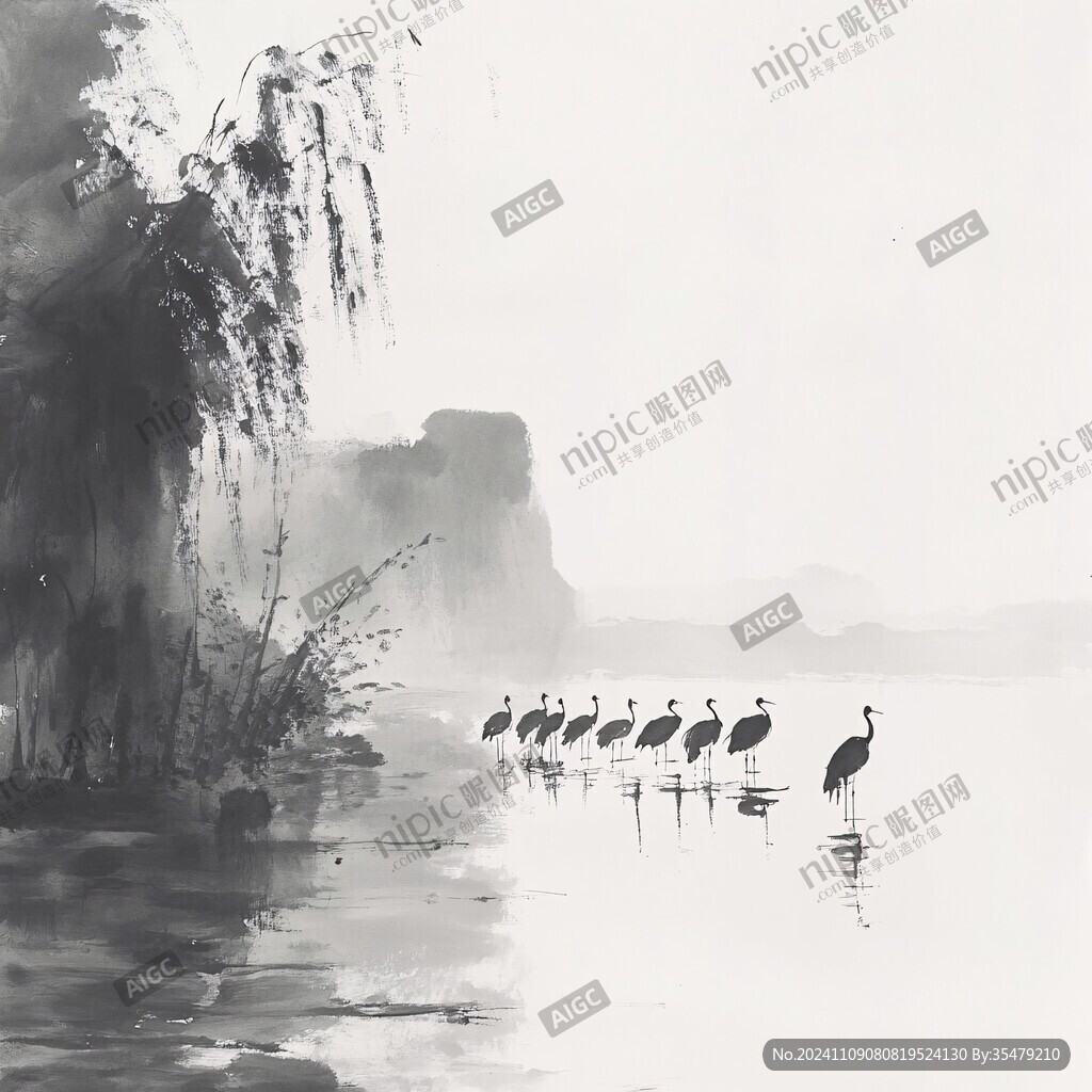 晨曦水墨画