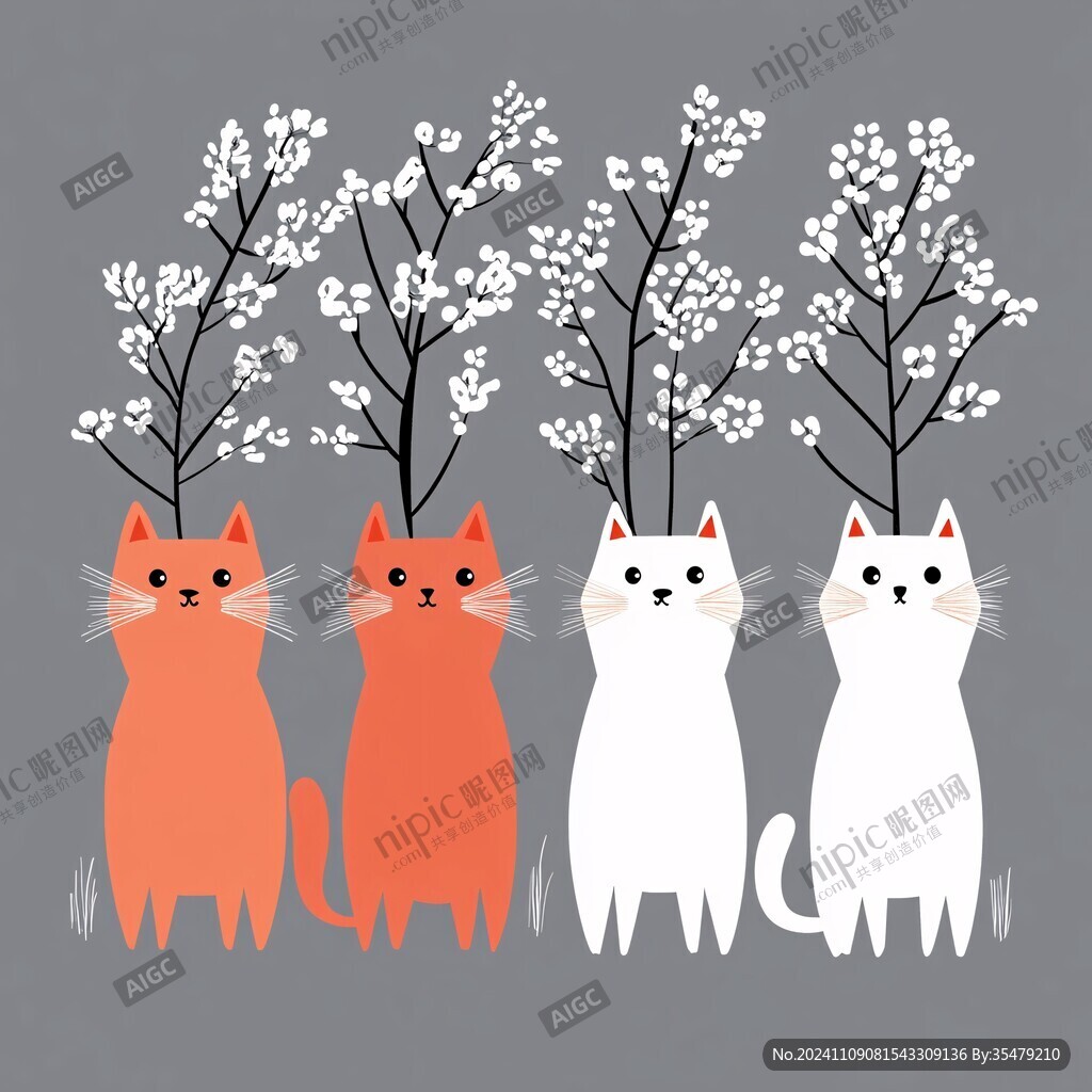三只小猫咪印花图案