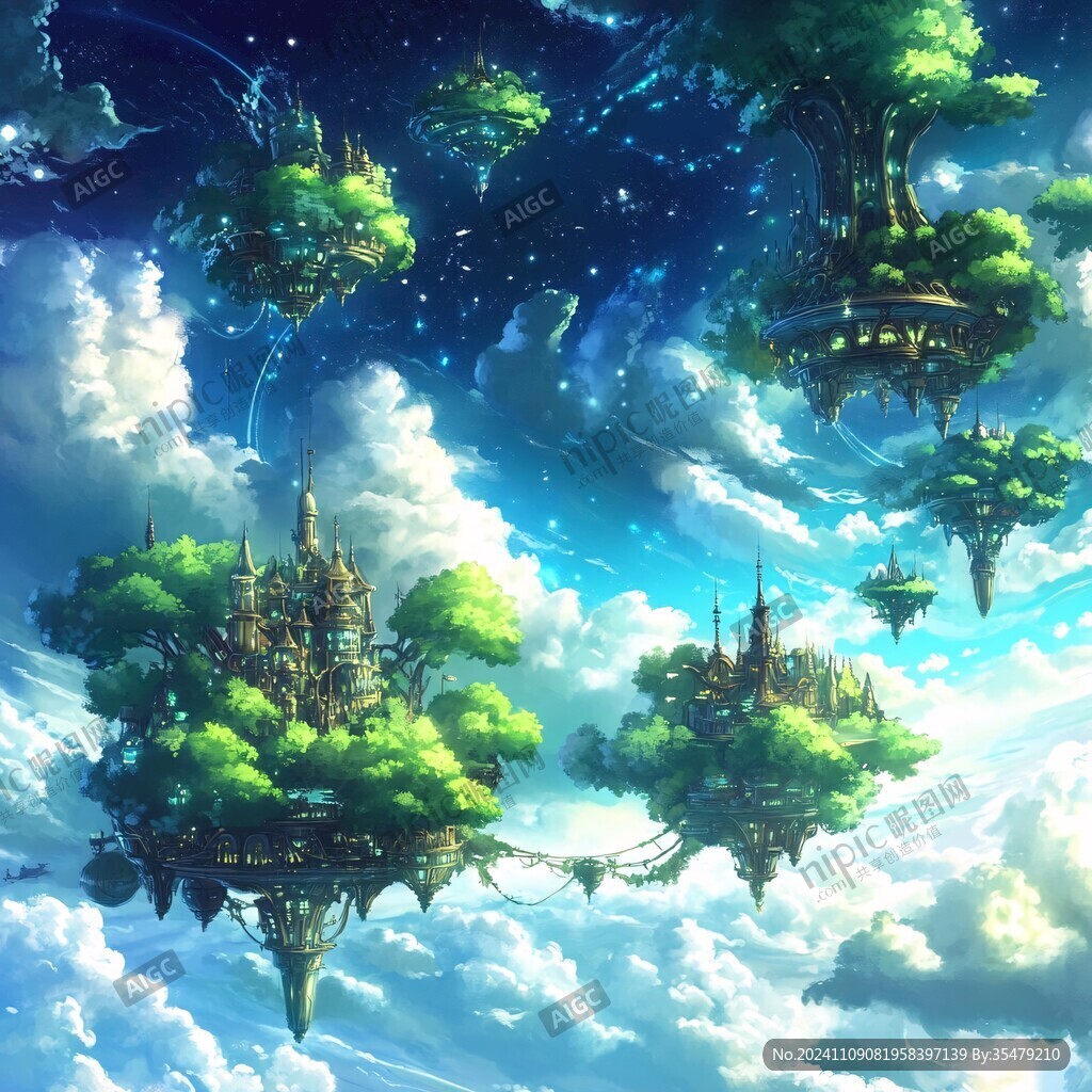 3d云海悬浮小岛