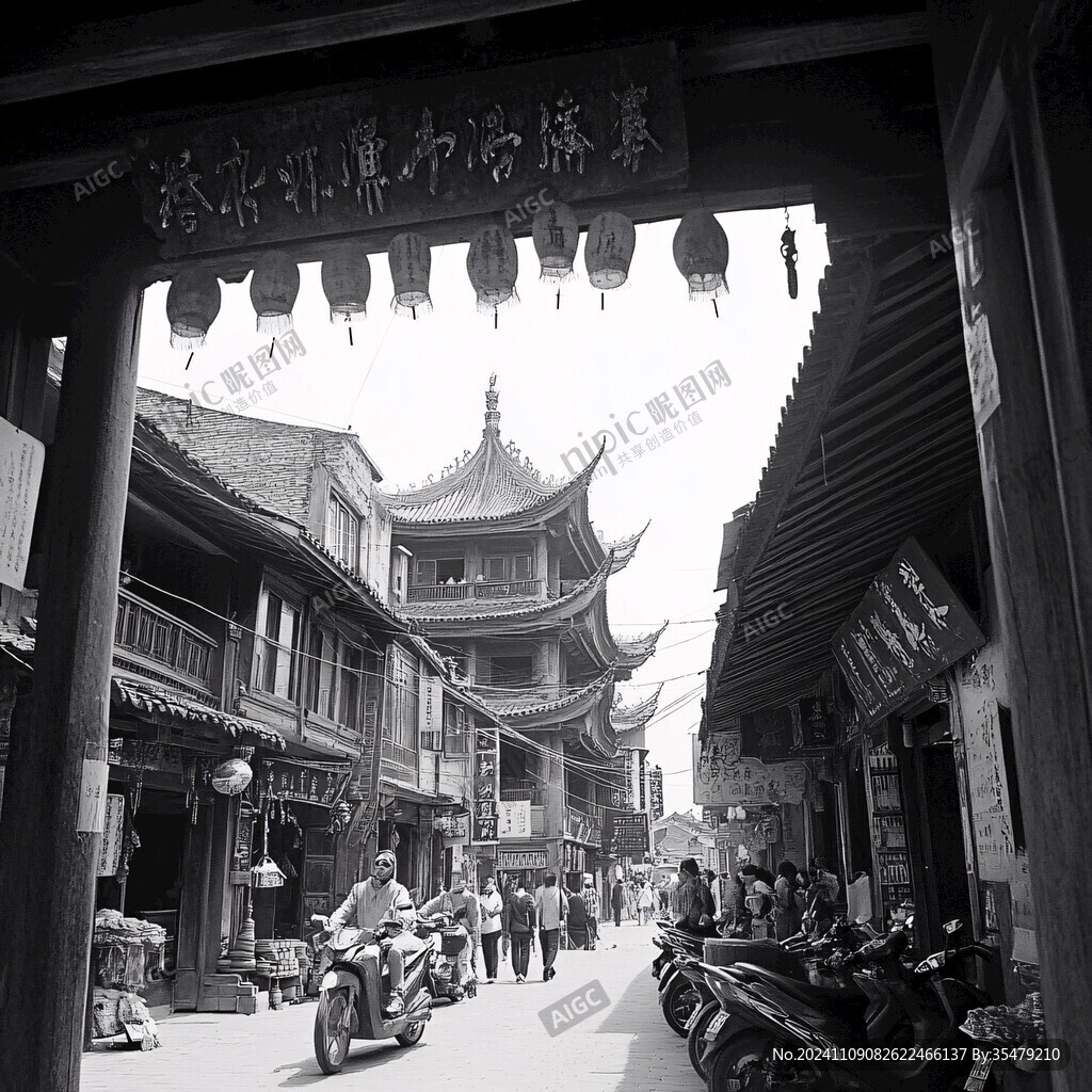 罗店古镇黑白照