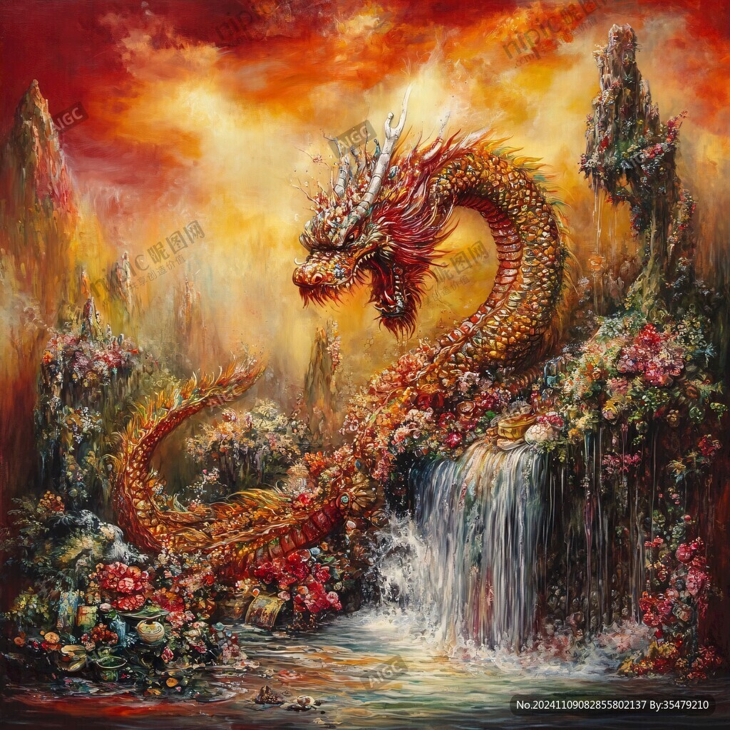 龙题材油画