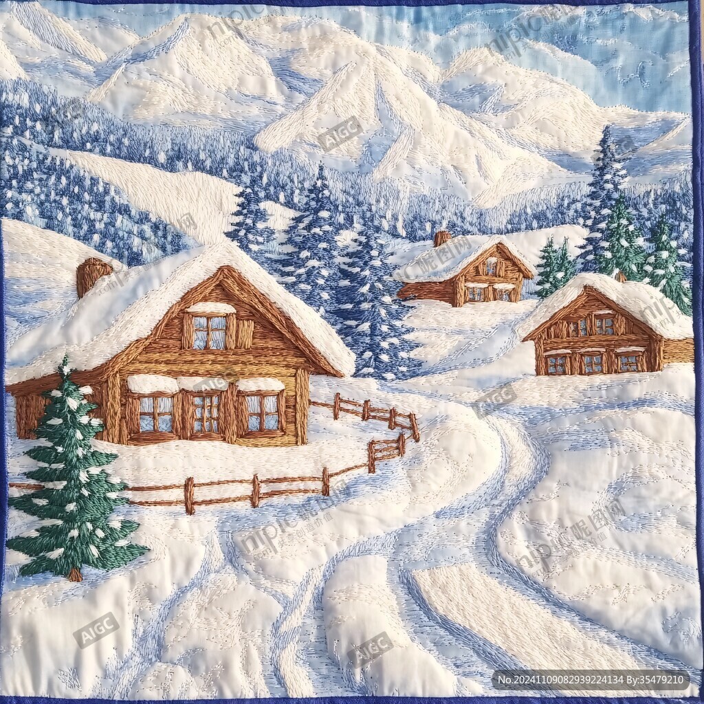 雪景刺绣