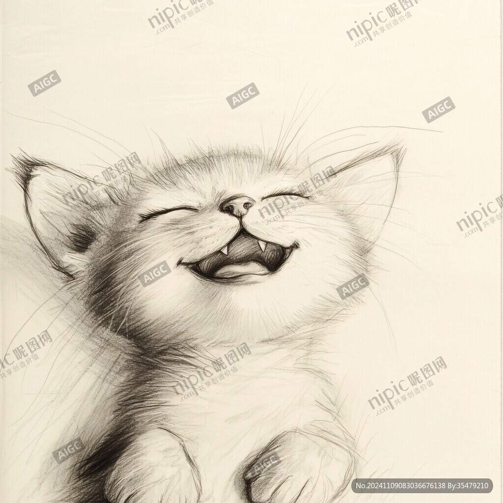 手绘猫眯装饰画
