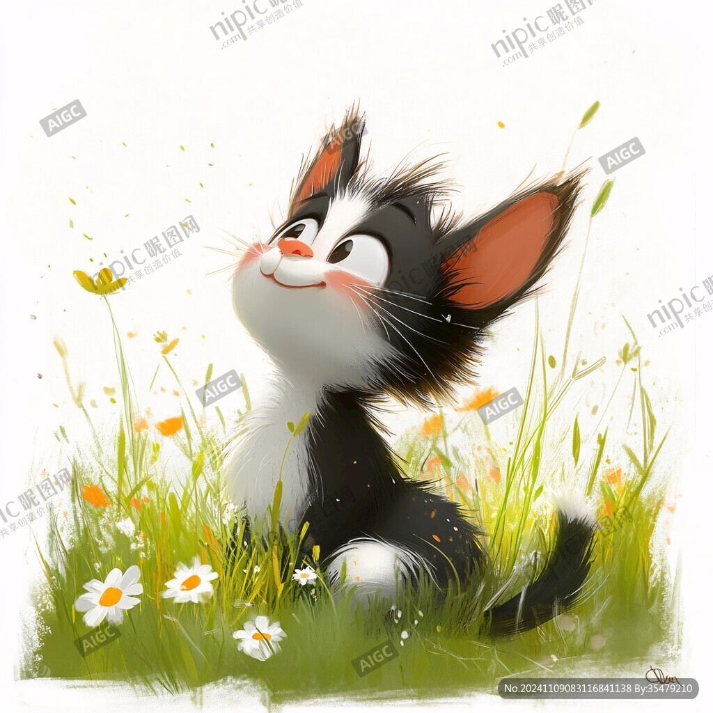 小黑猫插画