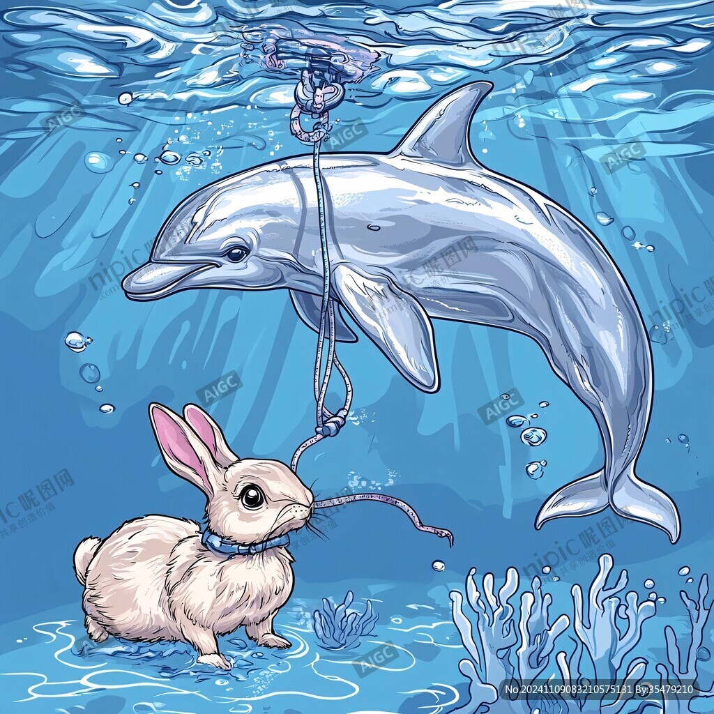 手绘海豚形象