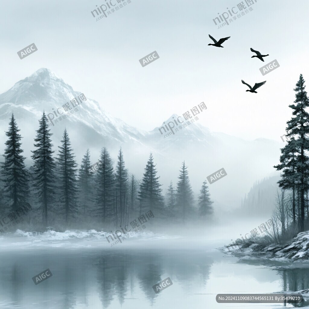 蓝色梦幻山水风情