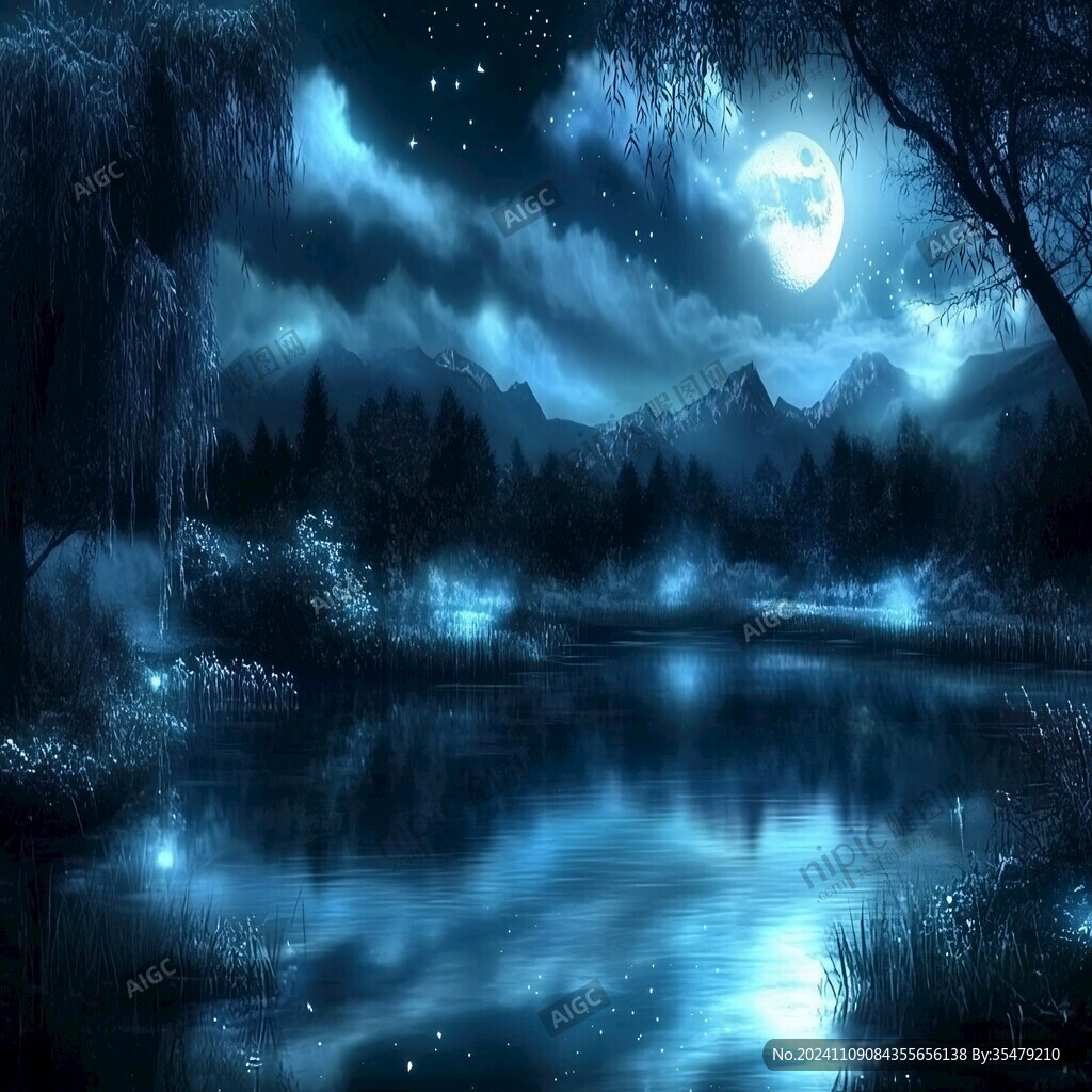蓝月夜梦幻唯美奇幻