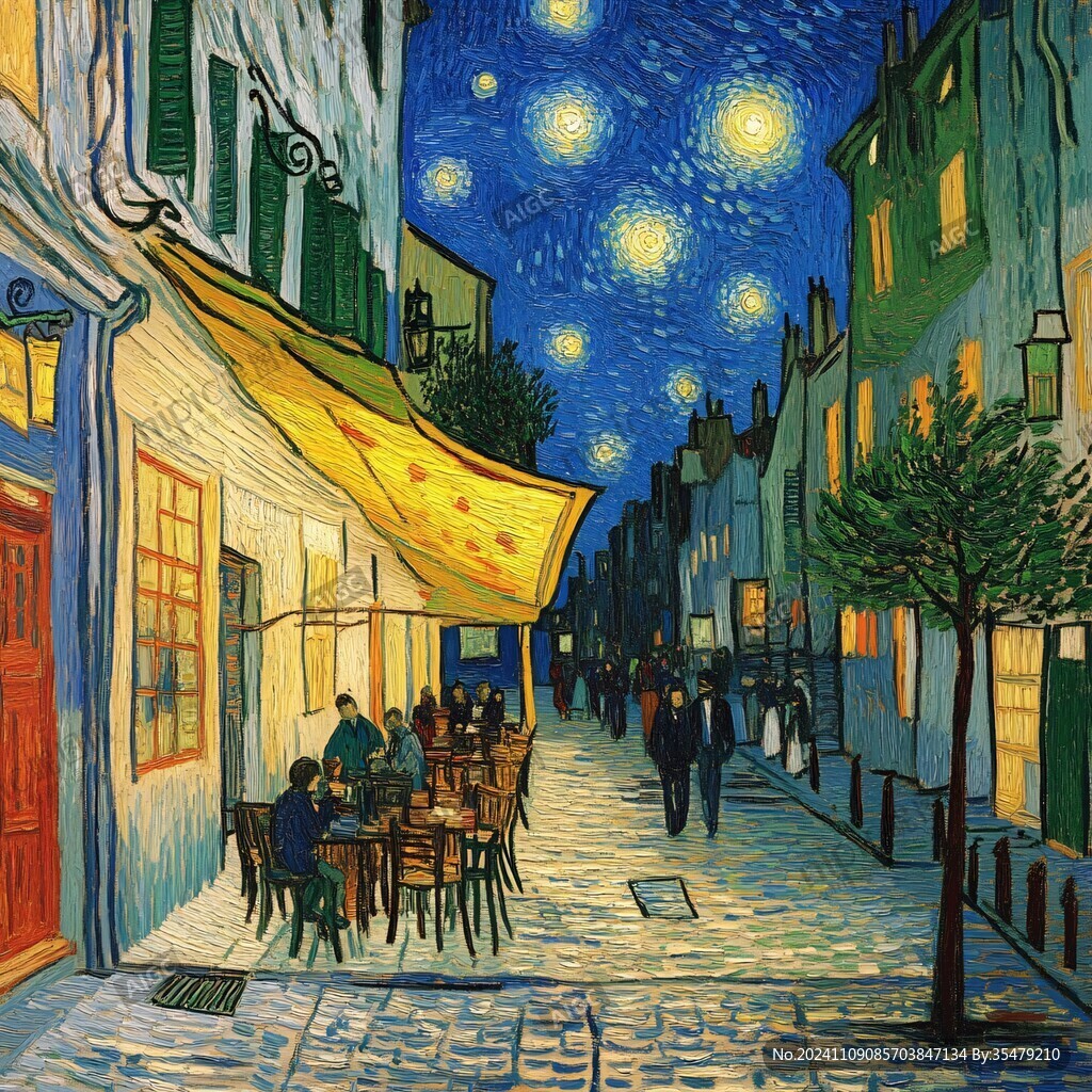 手绘夜市场景