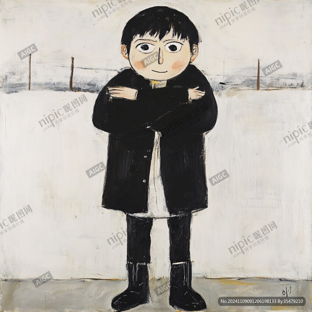 看画展的男孩