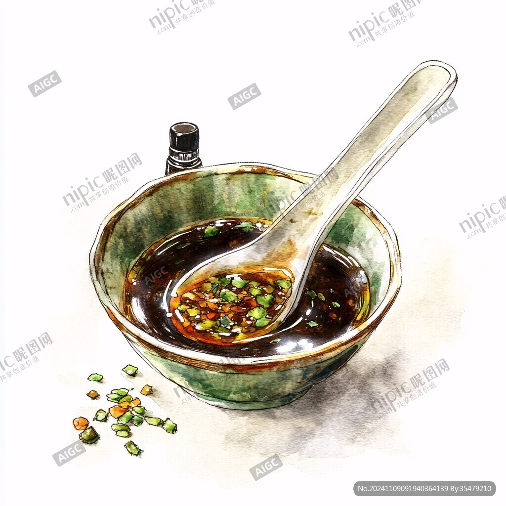 蘸水面插画