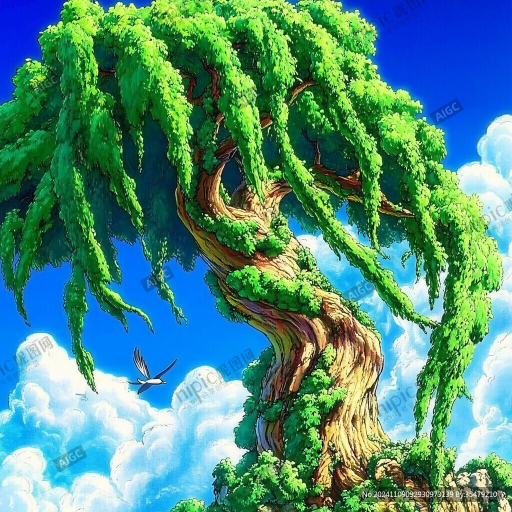 仙境古树插画
