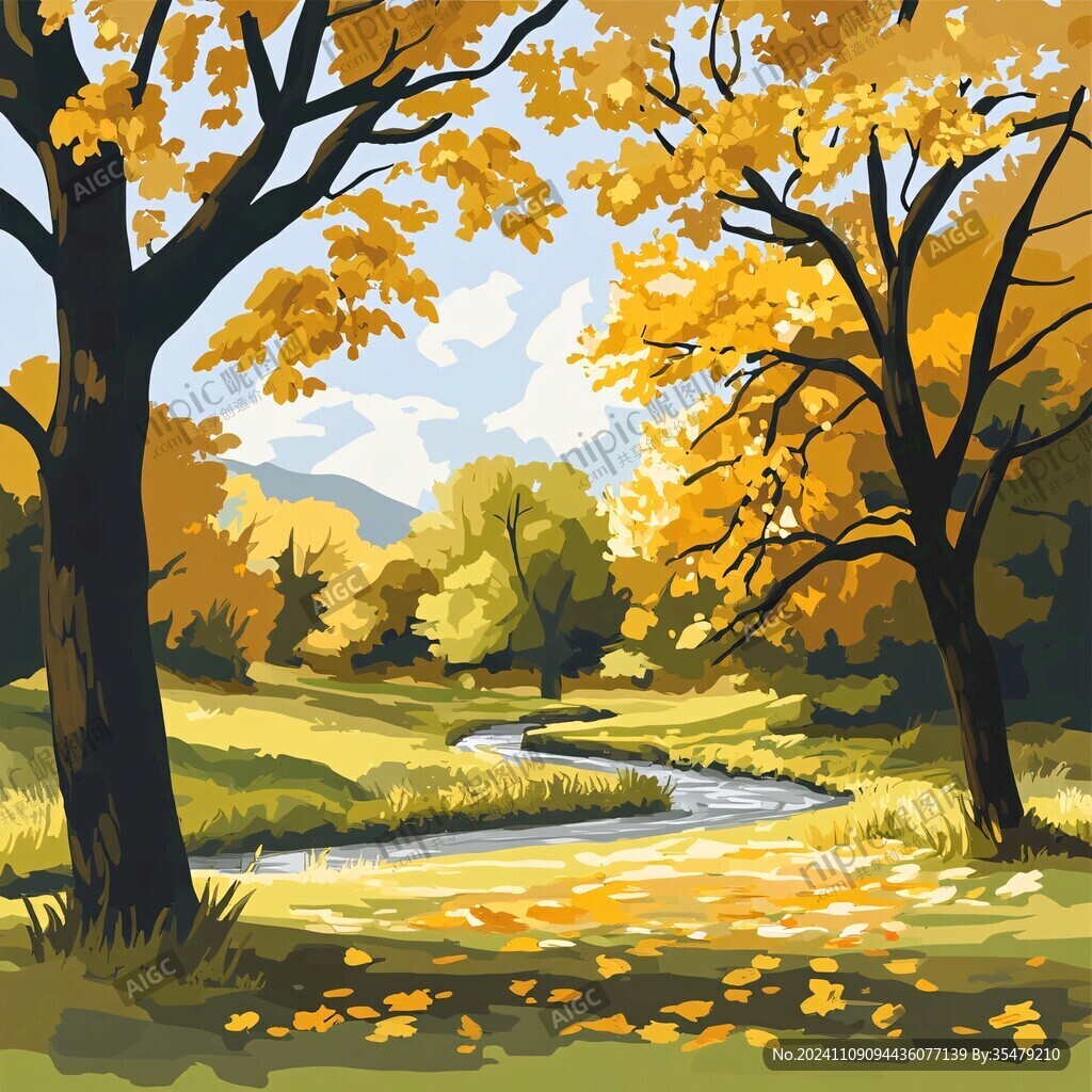 秋天风景插画