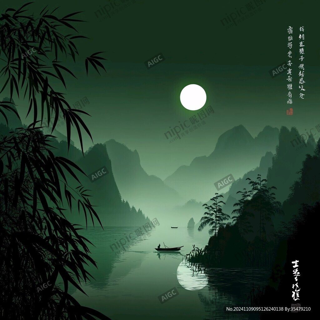 翠竹月影
