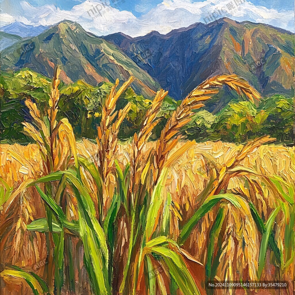 稻穗油画
