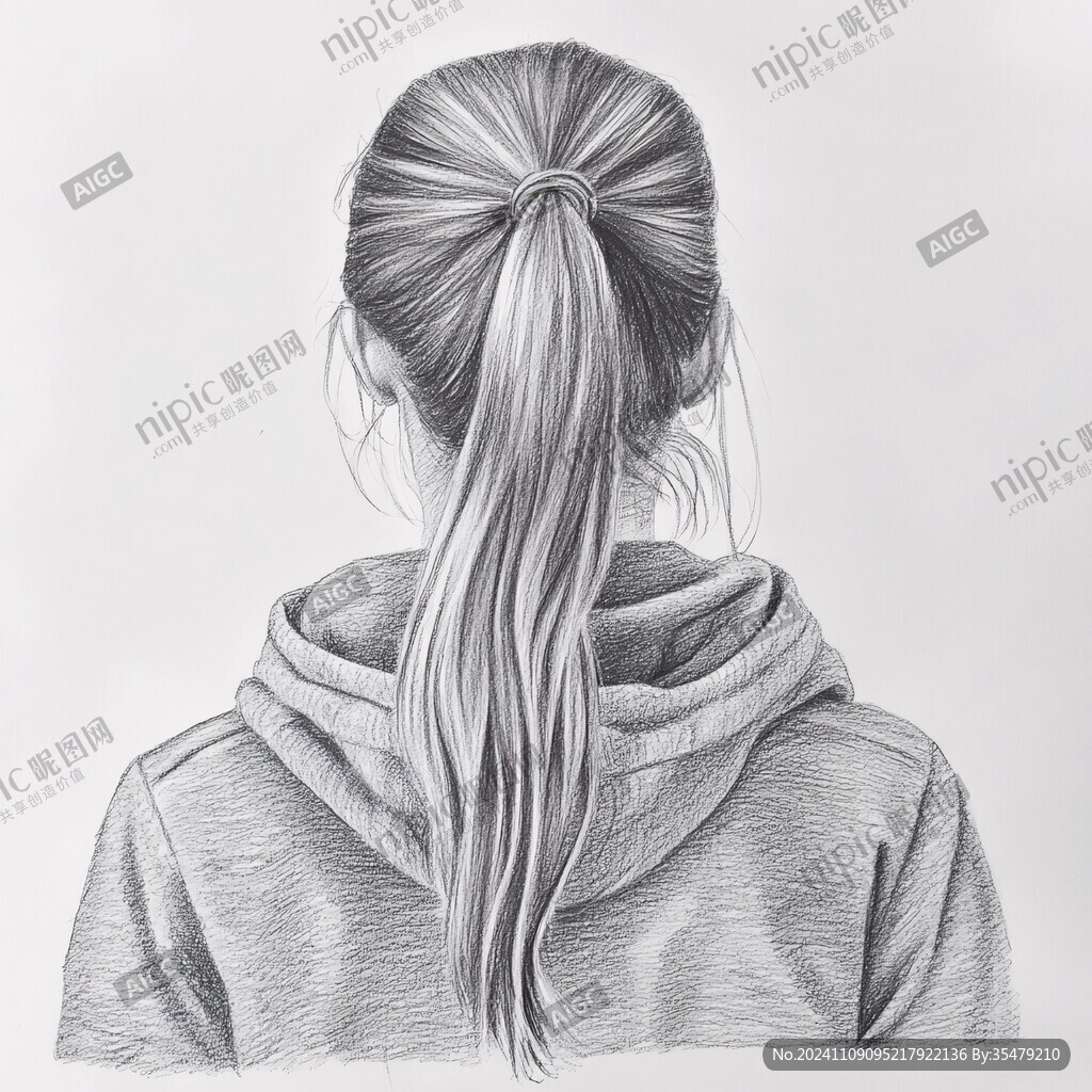 女孩背影手绘