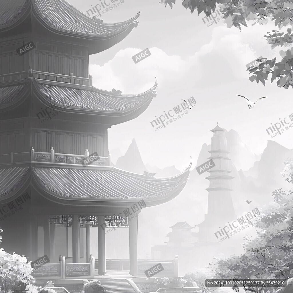 飞英塔插画