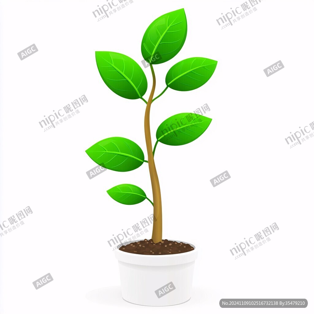 绿色盆栽插画元素