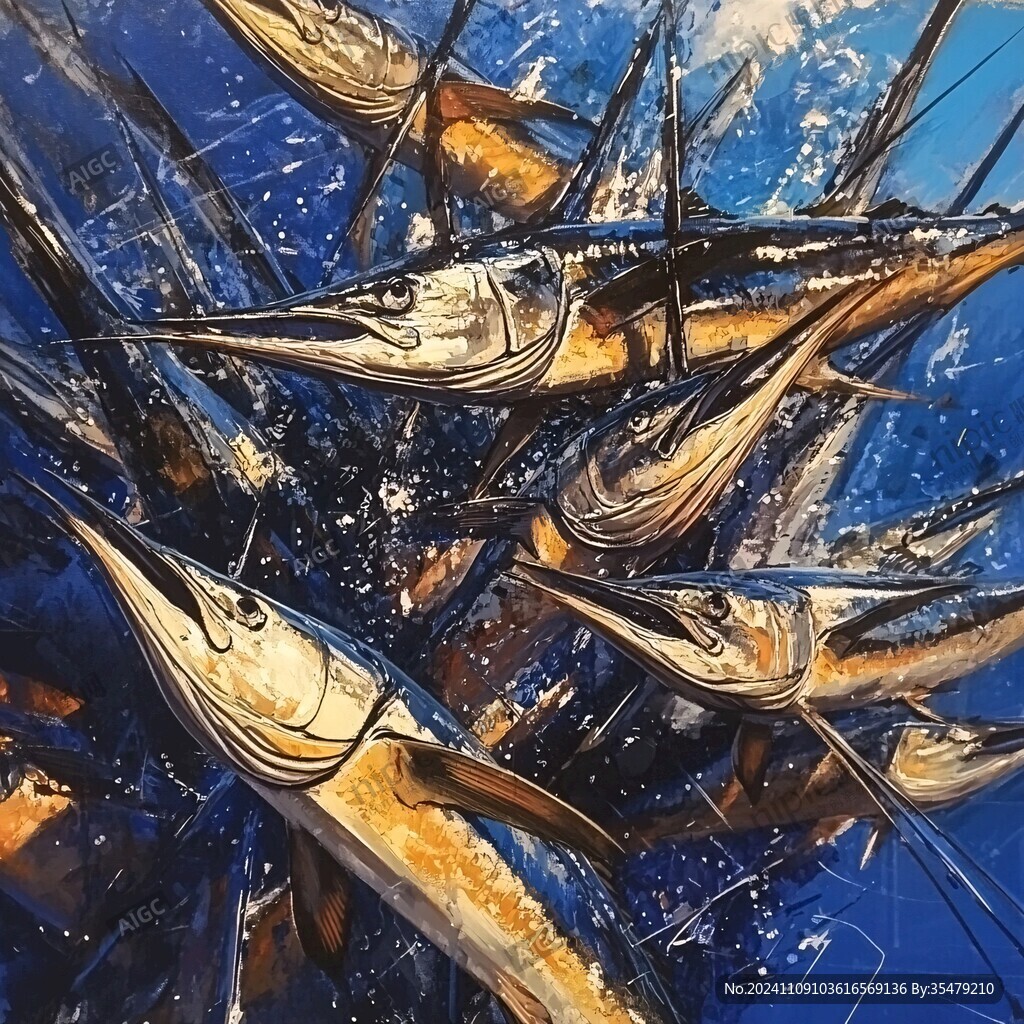 鱼群油画