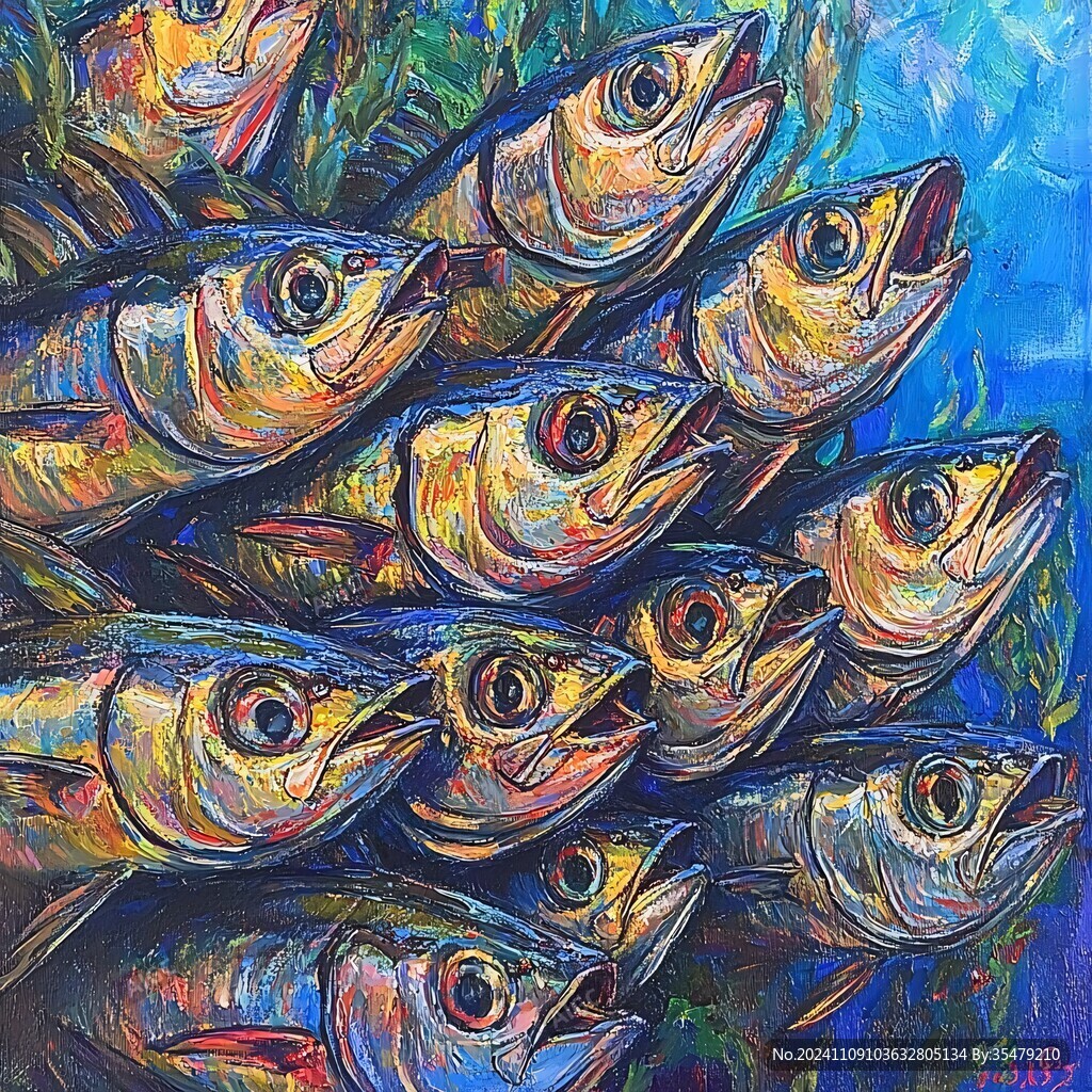 油画鱼群
