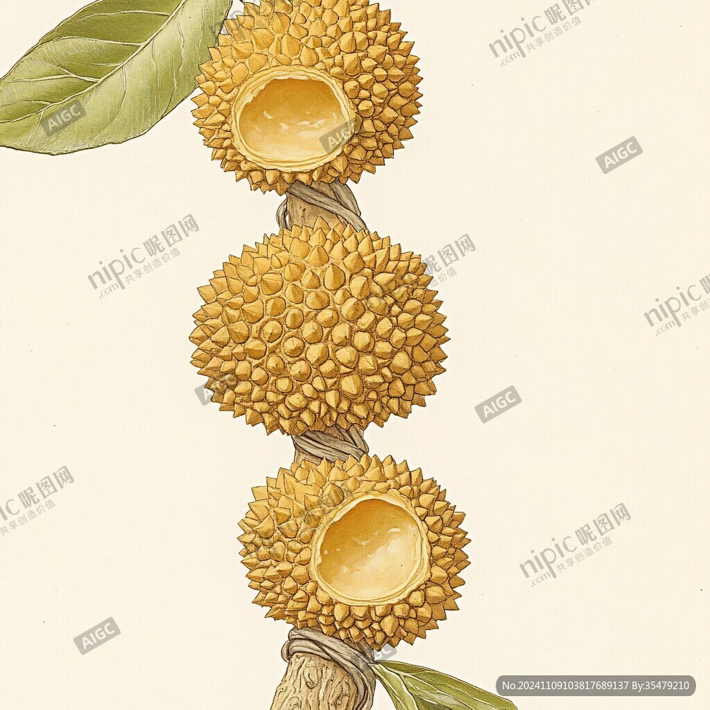 金枕榴莲手绘插画