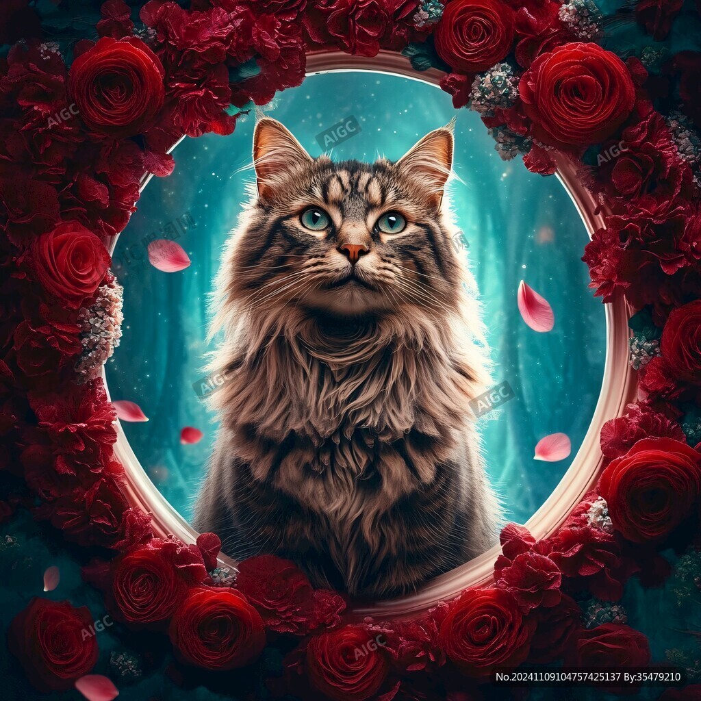 猫咪与鲜花