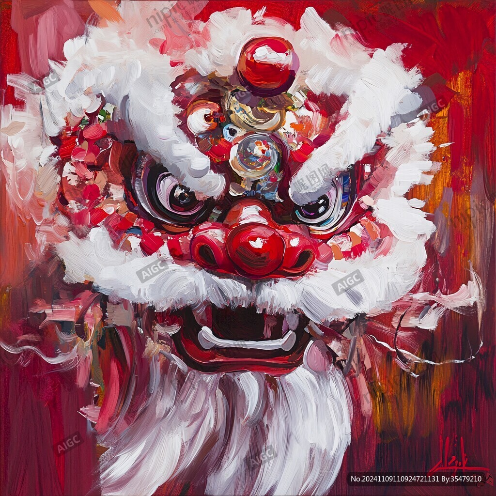 舞狮油画