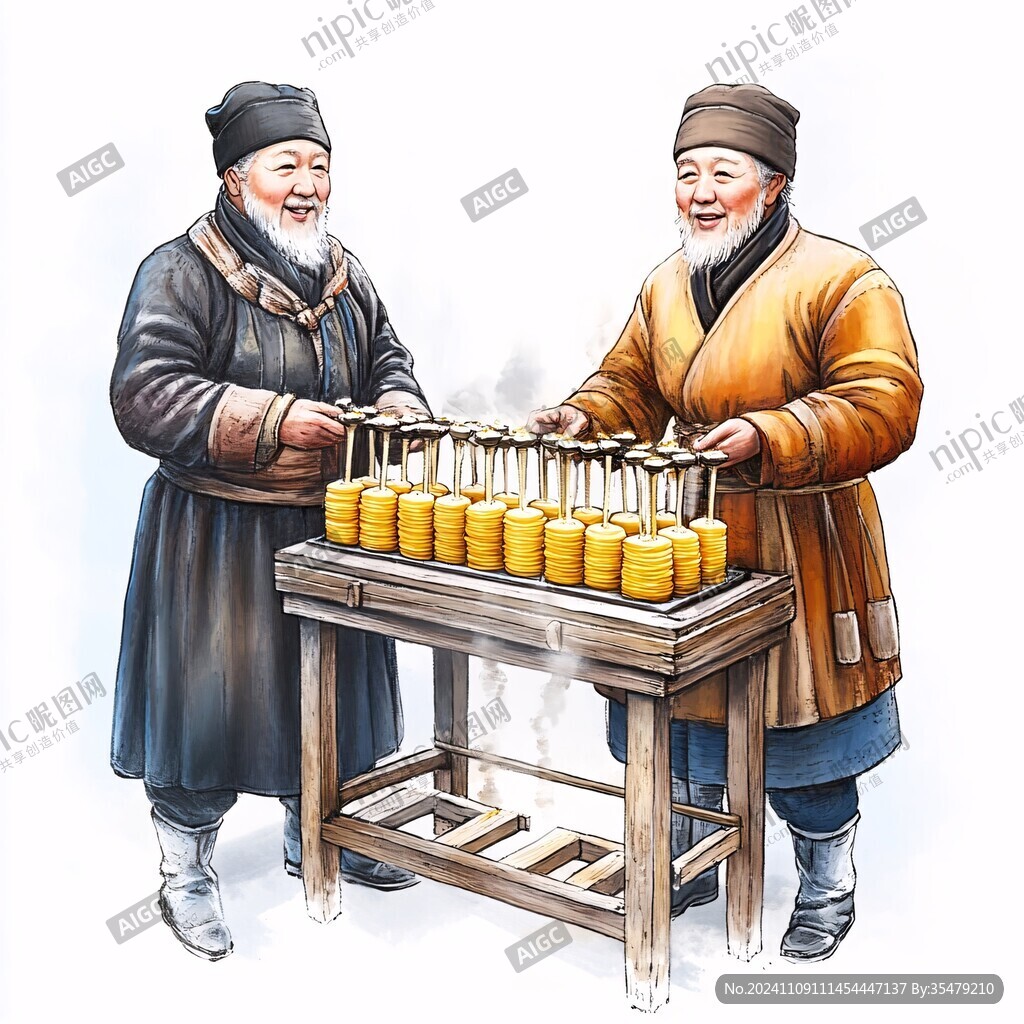 东北卖豆腐插画