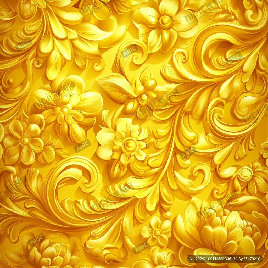 金色浮雕花纹