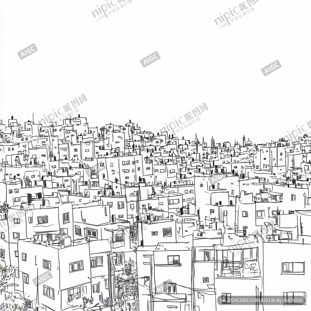 线描街景