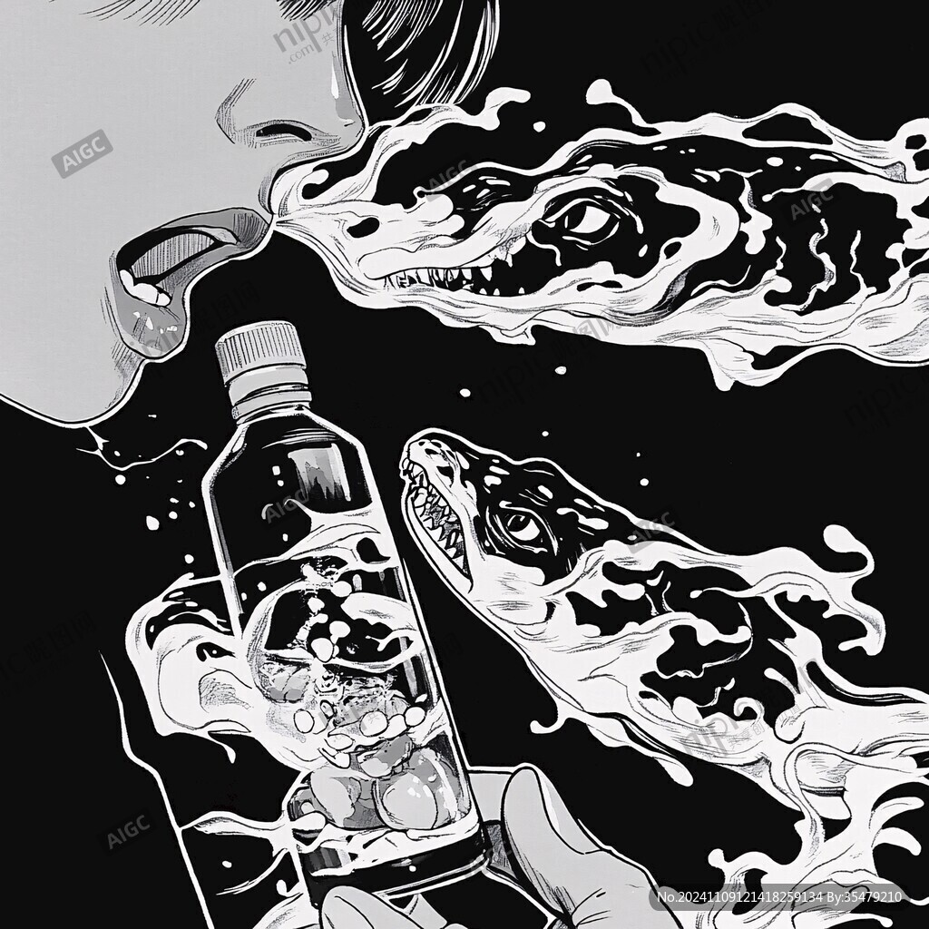 黑白画创意插画