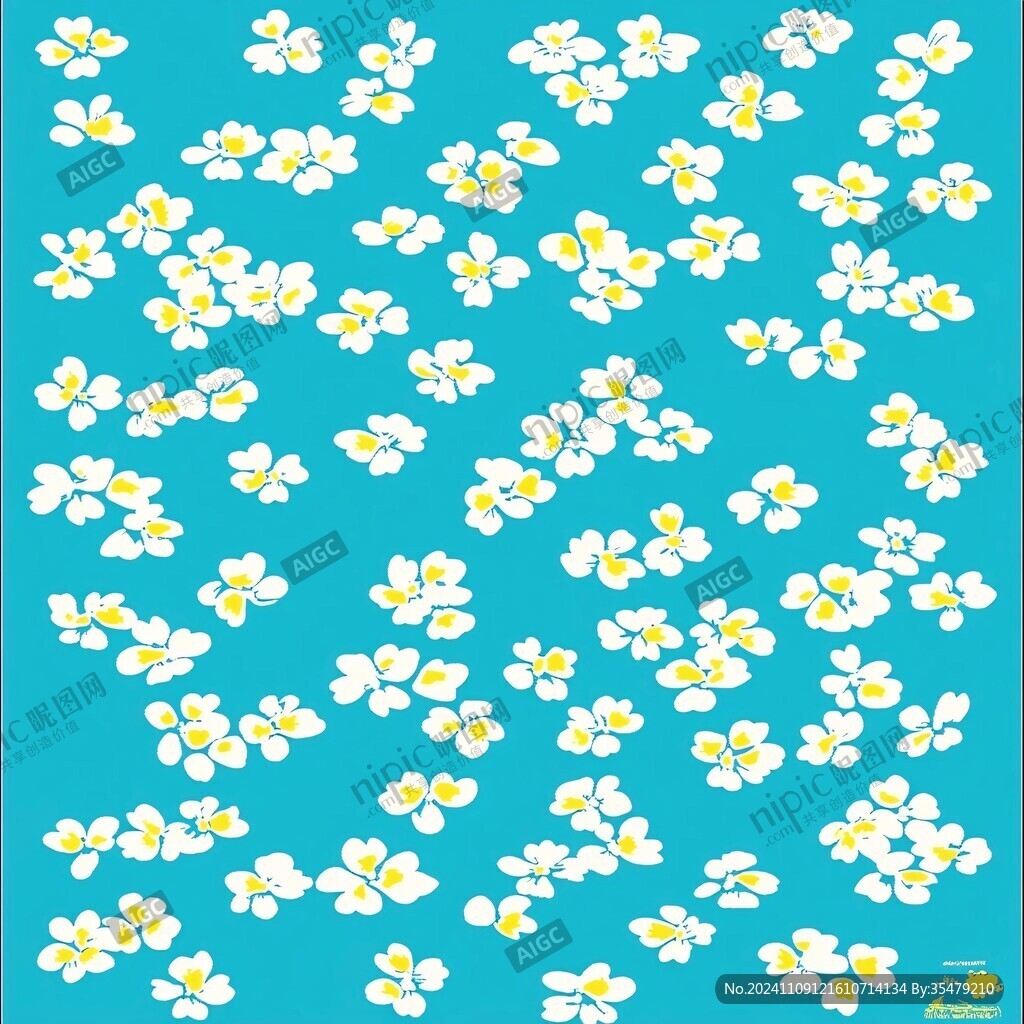 兰色底小白花