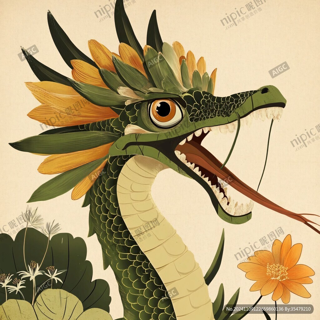 端午龙元素插画