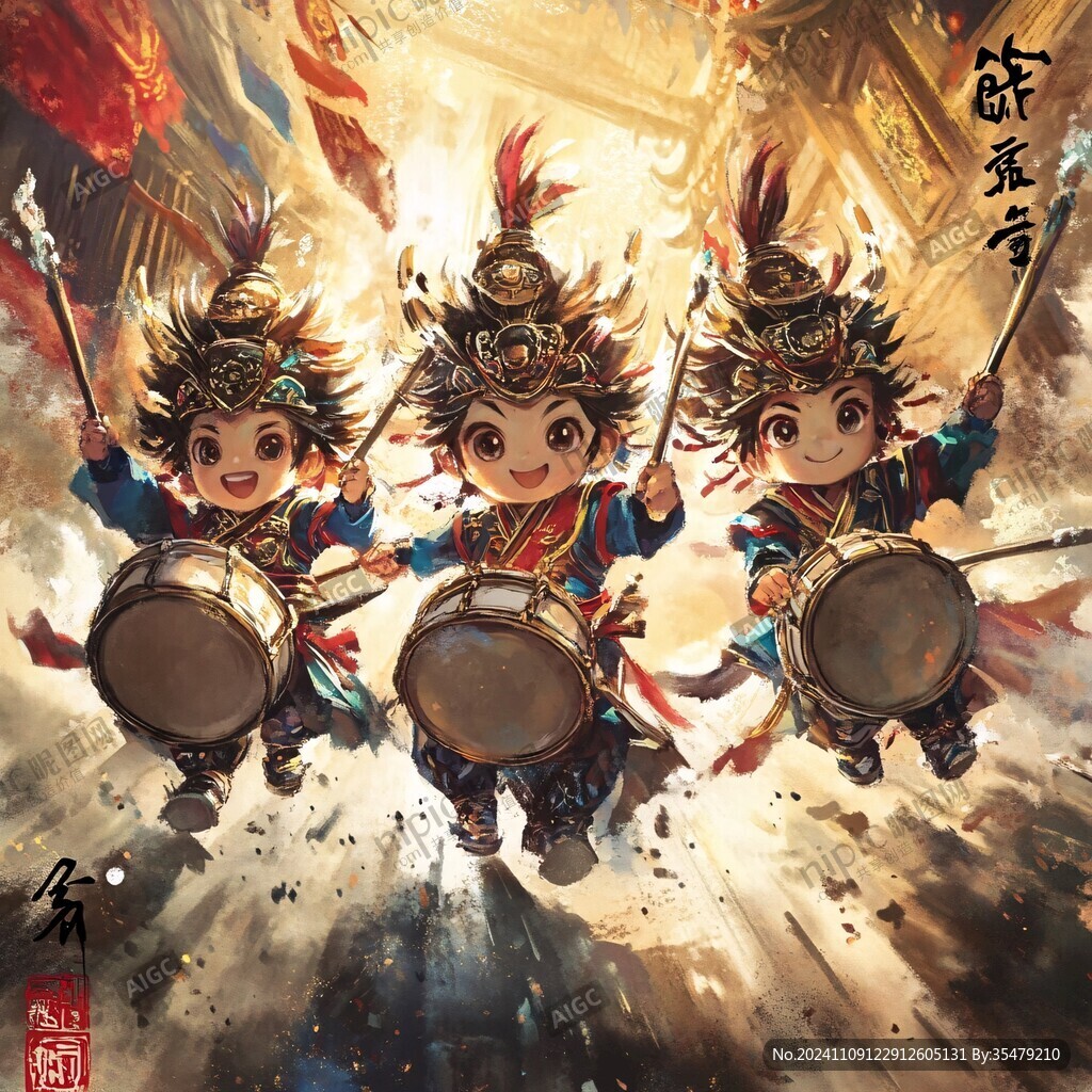 龙年打鼓插画