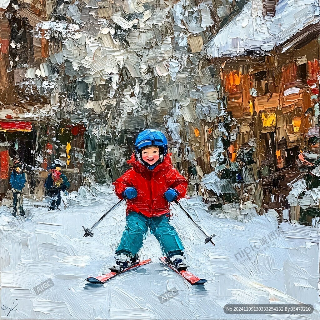滑雪立体画