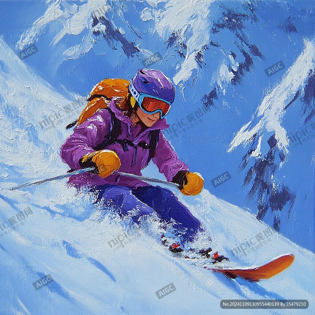 滑雪立体画